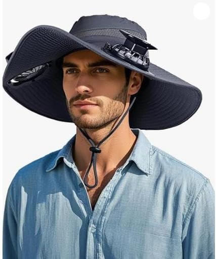 Unisex Solar Fan Hat with Built-in Fan & Spray, Outdoor Fishing Cap for Men Women, Ideal for Fishing Hiking Camping