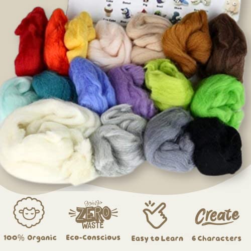 Woolbuddy K STARTER KIT Needle Felting Kit, Starter Kit, Felting Kit For Beginners Adult, Kids, 6 Cute Felting Animals, Felting Supplies Included Felting Needles, Felting Pad, Felting Wool thumb #3