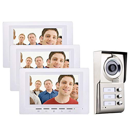 7Inch 3 Wohnungen Video-Türsprechanlage Intercom-System IR-Cut HD 1000TVL-Kamera-Türklingel-Kamera Mit 3-Taste 3 Monitor Wasserdicht