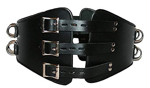 Mens Real Black Cow Leather Heavy Duty Bondage Male Corset Cincher