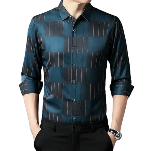 Chemise à manches longues homme décontracté plaid business casual mode