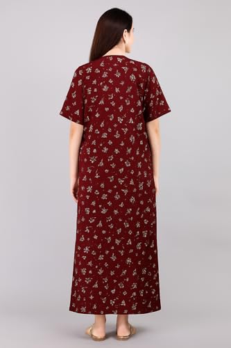 Image of Bresdk Women's Cotton Embroidered Jaipuri Nighty Gown - Pack of 2 Rajasthani Print Maxi Night Dress with Pocket - Soft & Comfortable Ladies Sleepwear & Loungewear