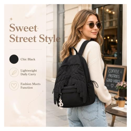 Mochila de nailon con diseño de ala para salidas urbanas de mujer 5