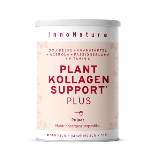 InnoNature Plant Colágeno Support Plus | de Goji Berry + Granada + Acerola + Flor de la Pasión | 300 g de polvo, vegano