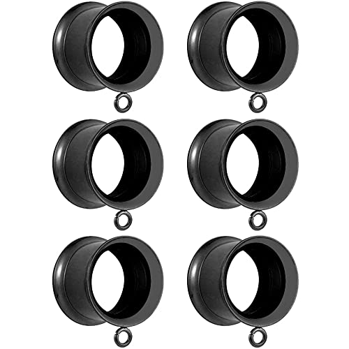 LADEMAYH 3 Pairs DIY Tunnels Plugs Gauges for Ears Piercing Jewelry, Women Mens Stainless Steel Ear Dangle Gauges Accessories Black 10mm=00g