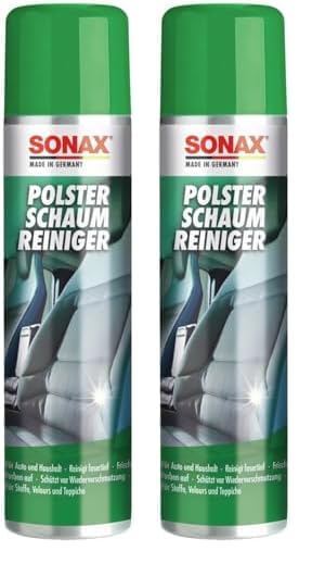 SONAX PolsterSchaumReiniger (400 ml) entfernt fasertief selbst hartnäckige Verschmutzungen aus Polstern, Teppichen und anderen Geweben | Art-Nr. 03062000 (Packung mit 2)