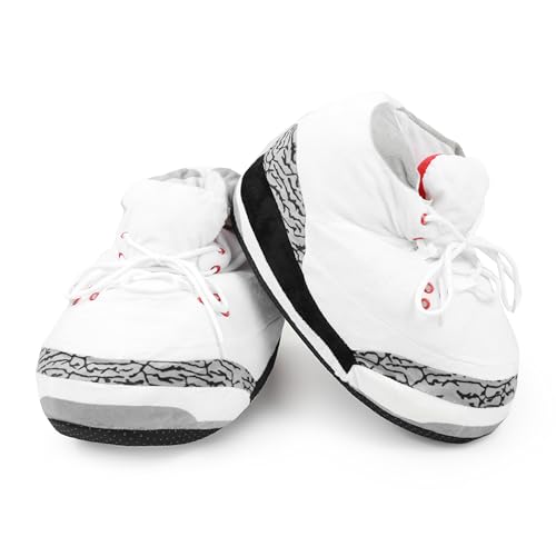 Yours 2 Keep White Marbles Sneaker Slippers, Unisex One Size Fits Most Mens, Womens, and Kids White