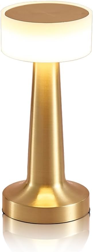 BeFunky LED Table Lamp With Touch Sensor, 3-Levels Brightness, Rechargeable Battery Up to 48 Hours Usage, Night Light for Kids Nursery, Nightstand, Bedside (Barbell Gold)