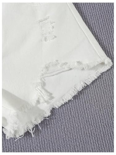 Image of Floerns Girl's Ripped Raw Hem Elastic Waist Straight Leg Denim Shorts with Pockets