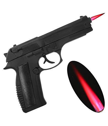 Metal Revolver Gun Shape Cigar Cigarette Lighter with Loading System with Cover (Black)