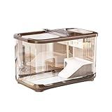 【Hongjiwa】 水槽 セット 小型 卓上 おしゃれ メダカ ベタ 金魚鉢 アクアテラリウム 蓋付き フィルター ポンプ 付き 通気孔 給餌口 水換え簡単 観賞 飼育容器 初心者向け (HJW - 基本 - 茶 - 大 - 登り木付き)