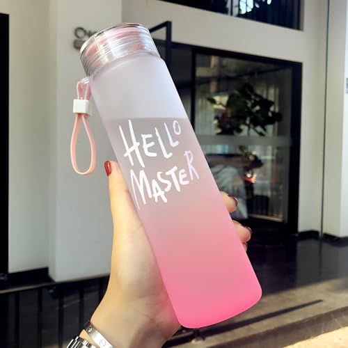 Image of Kids Bottles 400 ml Each Glass Water Bottle, with Leak-Proof Airtight Plastic Lid for Water, Smoothie, Juices - Reusable Glass Food Grade Airtight Travel Drinking Fridge Bottles (Pink 1)