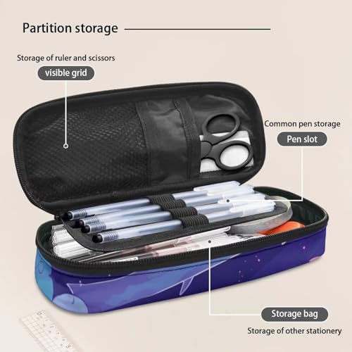 Image of Salamander Starry Sky Print Pencil Case Lightweight Pen Cases Stationery Pouch Portable Journaling Supplies Storage Bag for Adults Organizer