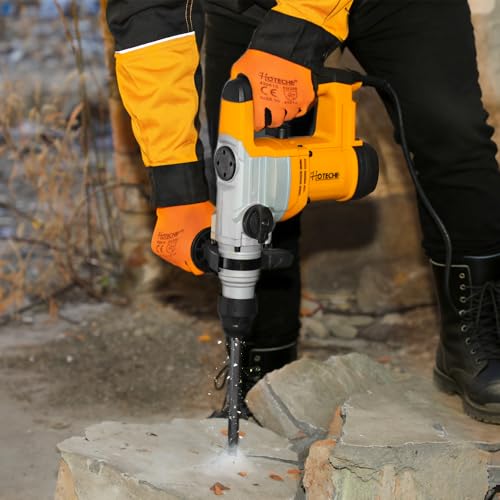 Hoteche 1-1/8-Inch 1050W Rotary Hammer Drill - 3 Funtions Heavy Duty Demolition Hammer for Concrete Drilling with Drill Bit, Chisel and Carrying Case by Hoteche - Used condition - Image 7
