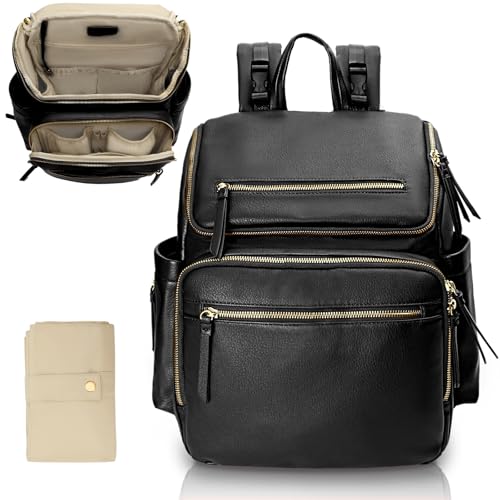Omanmoli Diaper Bag Backpack Baby Diaper Bag Leather with 17 Diaper Bag Organizing Pouches