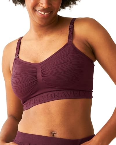 Image of Kindred Bravely Sublime Pumping Bra Hands Free, Adjustable Pumping & Nursing Bra with EasyClip for All Breast Pumps (Deep Burgundy, Large Super Busty)