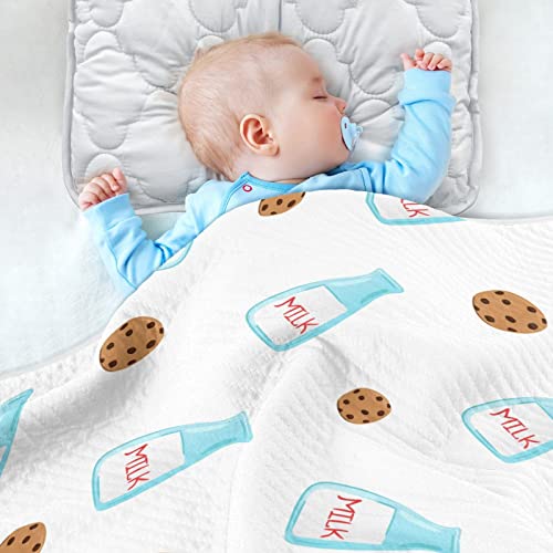 Image of Swaddle Blanket Chocolate Cookies Milk Cotton for Infants, Receiving Lightweight Soft Swaddling for Crib, Stroller, Nursery, 30X40 in White