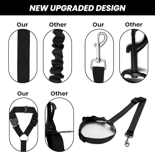 Image of Dog Seat Belts for Cars, Dogs Cars Harness Belt Pets Headrest Adjustable Elastic Nylon Bungee Buffer Restraint Elastic Belt (Pack of 2). (Black)