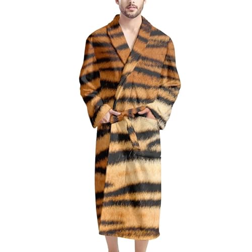 SEANATIVE Mens Plush Shawl Robe Knee Length Long Warm Bathrobes for Men Kimono Sleepwear Spa for Winter