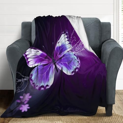 Couverture douce papillon violet grand confort pour femme toutes saisons