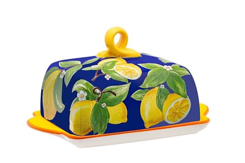 Noblecraft Butter Dish with Lid – Cute and Practical Large Ceramic Butter Dish for Home, Kitchen – Vintage Style Butter Container for All Butter Sizes