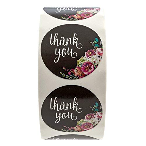Floral Thank You Stickers - 1.5" Circle Labels / 1000 Per Pack #TOP2