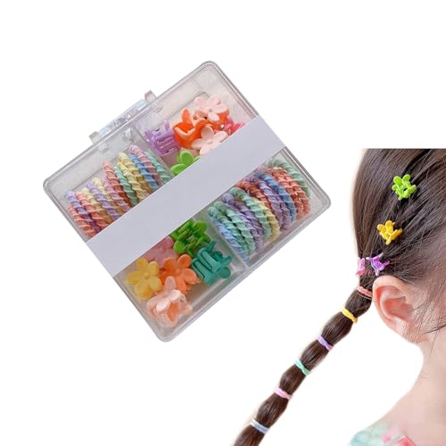 DHWEKU 1 caja Accesorios para el Cabello Regalo Set para Niñas, Elásticas Gomas Pelo, Mini Clips de Garra, Pinzas para Decoración