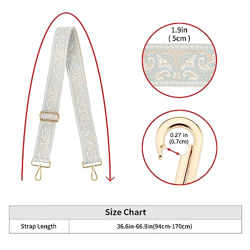 Image of Wide Shoulder Strap Adjustable Replacement Belt Guitar Style Crossbody Bag Handbag Strap Multicolor Canvas Straps(Wide:2in)(Color40)