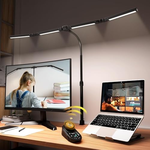 Adjustable LED Desk Lamp with Clamp, 4-Head Eye-Caring CRI95+ Des...