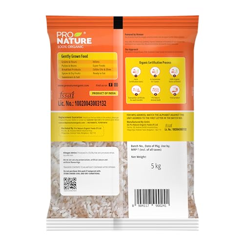Image of Pro Nature 100% Organic Sonamasoori Rice, Hand Pound, 5kg (Pack of 3)