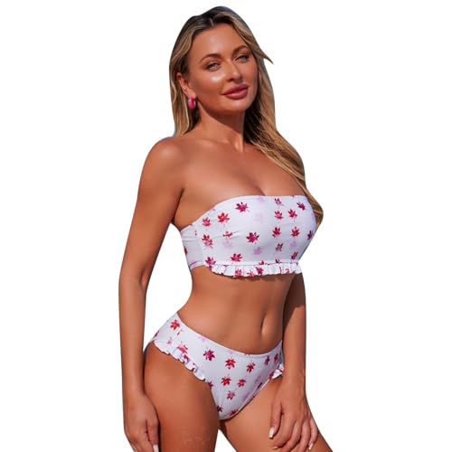 Eauptffy Tankini Damen Set Zweiteilig Oberteil Mit High Waist Badeshorts Badebekleidung Verstellbare Bademode Blumenmuster Strandmode Gepolsterte Schwimmanzug Atmungsaktiv Strandkleidung