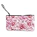 Produktbild N/C Composition Pink Flamingo und Rosen Süß Canvas Münzgeldbörse Tasche mit Reißverschluss Handschlaufe Make-up Federmäppchen für Frauen Mädchen personalisierbar
