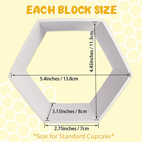 White Honeycomb Cupcake Display Stand Hexagon Cake Holder Different Combinations Of Hexagon Shelf For Bee Bear Baby Shower, Gender Reveal, Wedding, Birthday Party 6 Pack #TOP3