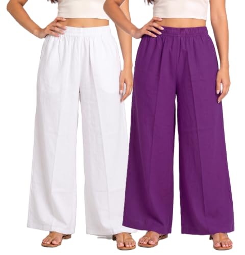 Image of Women Plazzo | Rayon Wide Leg for Women | Elastic Waist Flared Palazo Trousers | Comfortable Casual & Ethnic Wear Palazzo Pants