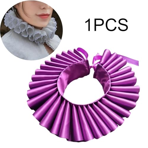 Fake Collar Detachable Ruffled Neck Collar for Photo Props Fancy Dress Costume Accessory- Purple2
