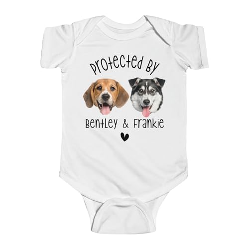 FLOCHIL Personalized Dog Baby Onesie With Name Photo, Protected