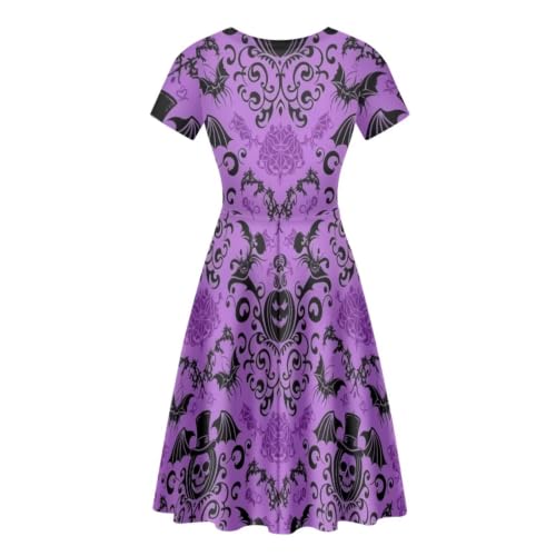 Image of POLERO Sunflower Dress for Women Floral Summer Dresses Short Sleeve Casual Sundresses Midi Dresses