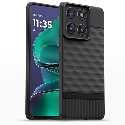 Image of Pikkme Back Cover for Motorola Moto Edge 60 Stylus 5G Soft Grip 3D Hexa Cube Texture Silicone Bumper Case (Black)