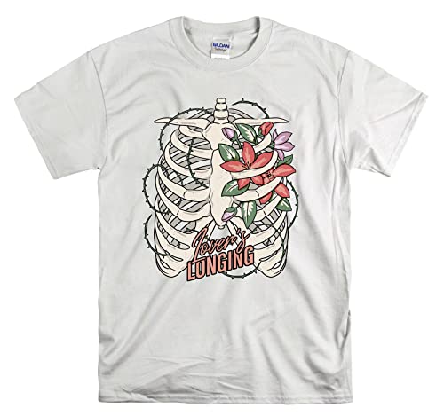 T-shirt Lovers Longing Bone Flowers homme femme haut blanc col rond imprimé taille S
