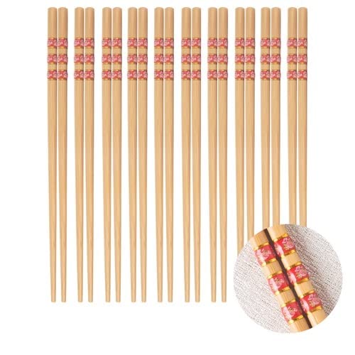 10/5 Paar 24cm Dimensionale Bamboe Eetstokjes Chinese Stijl Eetstokjes Herbruikbare Sushi Sticks Keuken Gereedschap (Color : Red 10 pairs