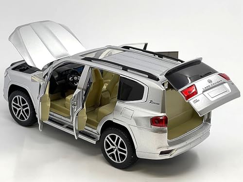 Land Cruiser metálico plata 1:24 con techo solar miniatura 2