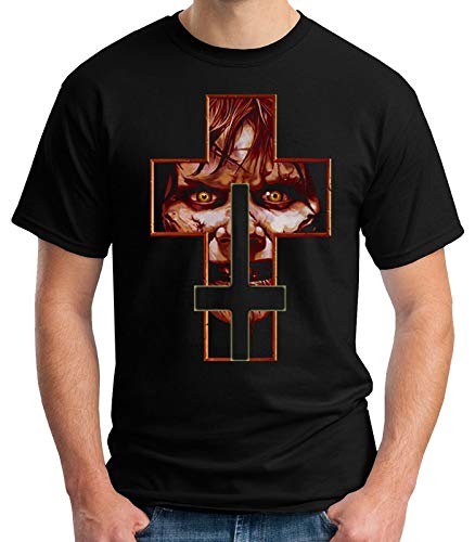 Desconocido 35mm - Camiseta Hombre El Exorcista Cruz - Ref 2 - The Exorcist - Terror - Negro - Talla XL
