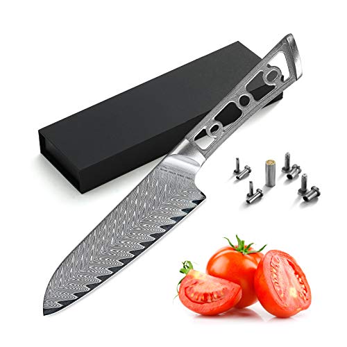 KATSURA Woodworking Project Kit – Santoku Knife Blank – 5 Inch with 40mm wide blade – Thunder-X Series – Japanese Premium 67 Layers Damascus AUS 10 Steel – NO LOGO