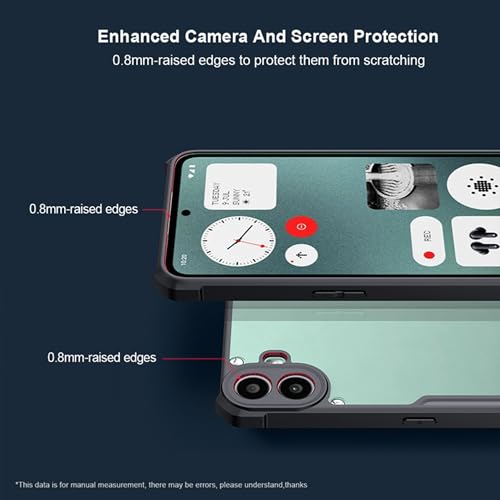 Image of for Nothing CMF Phone 1 Transparent Case Ultra-Thin Cover Soft TPU Bumper + Acrylic Clear Back Military Grade Airbags Shookproof Drop Protection for CMF Phone 1,Black