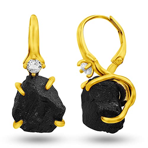 Real Raw Black Tourmaline Crystal Drop...