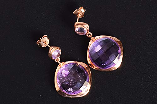 Boucles d'oreilles améthyste anti-allergie argent 925 véritable - 2