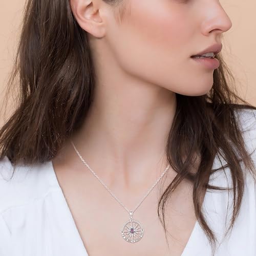 Collier boussole en argent sterling 925 avec pierre de naissance chic - 5