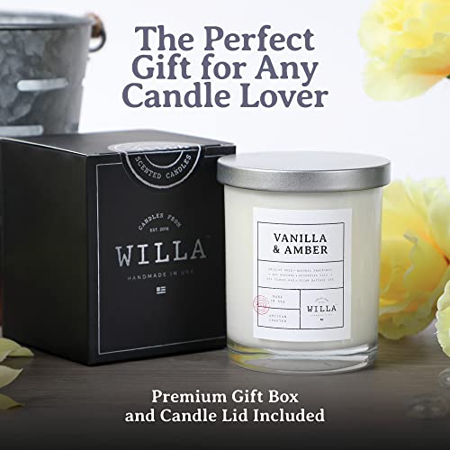 Willa Vanilla & Amber Highly Scented Candle - All Natural Soy Wax Luxury Candles Made In The Usa With Essential Oils - Best For A Home / Aromatherapy / Gift / Spa / Bathroom 9Oz Jar Candle #TOP5