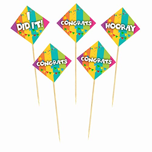 Image of Balloonistics inchCongrats inch Cake Topper - Elegant Script Cardstock Cake Decoration for Graduations, Weddings & Engagements with Bamboo Sticks