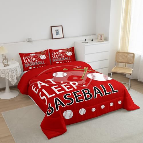 Image of Feelyou Baseball Bedding Set Full Size for Kids Teens